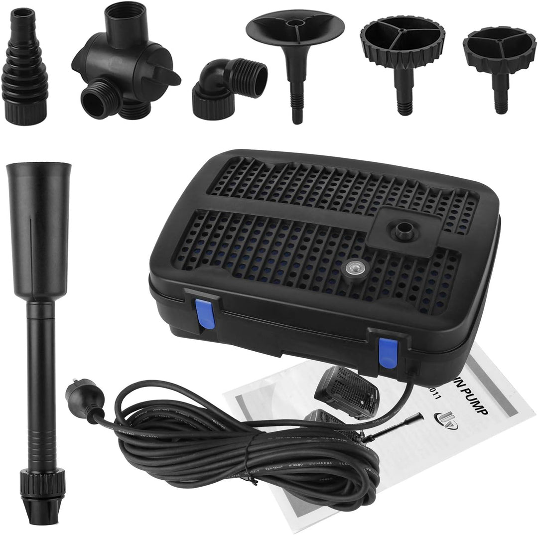 Forever Speed 4 in 1 Teichpumpe Springbrunnenpumpe mit Filter, 11W UV-Klärer, 2500l/h, mit 10m Strom