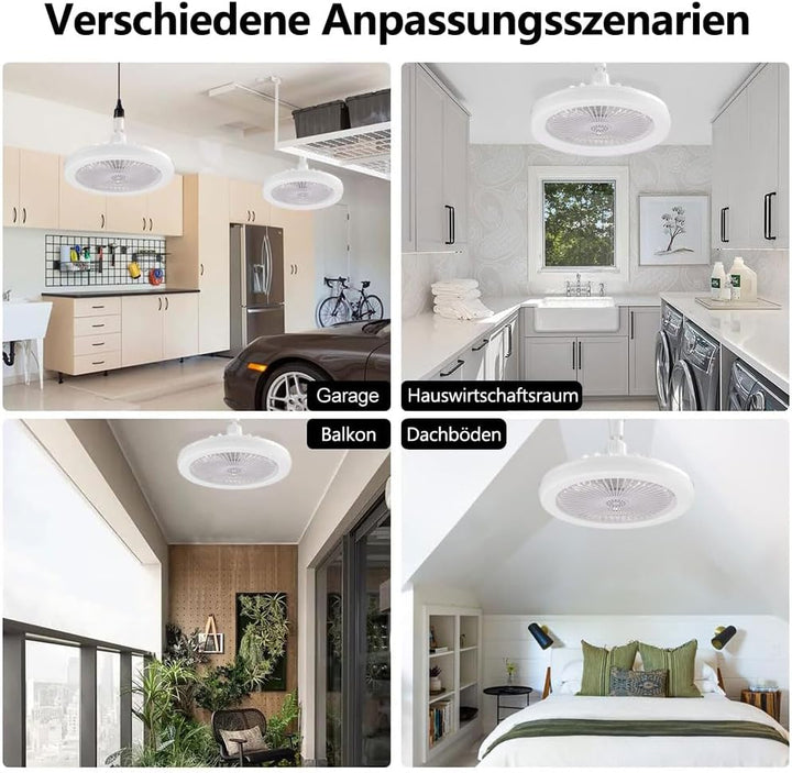 Ventilator lampe E27,Deckenventilator Mit Beleuchtung 30W,Deckenventilator Mit Licht,Lampe Mit Venti