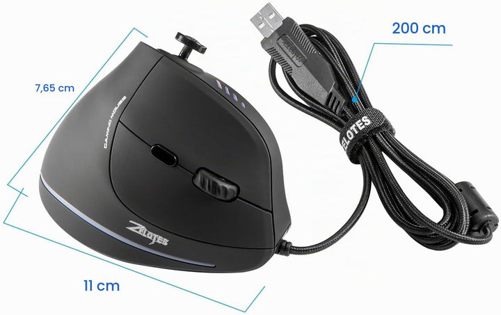 TKMARS Gaming Maus, Optische Vertical Gaming Mouse mit Joystick,Ergonomisches Design Vorbeugung gege