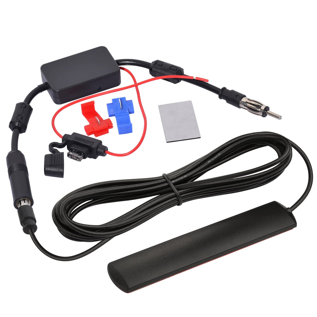 Bingfu Autoradio Antenne FM AM Auto Antenne mit Signalverstärker, 12-V-Netzteil, DIN-Stecker, Adapte