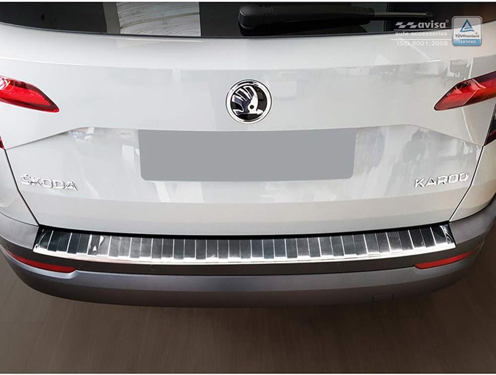 Avisa Edelstahl Heckstossstangenschutz kompatibel mit Skoda Karoq 2017-2022 'Ribs'