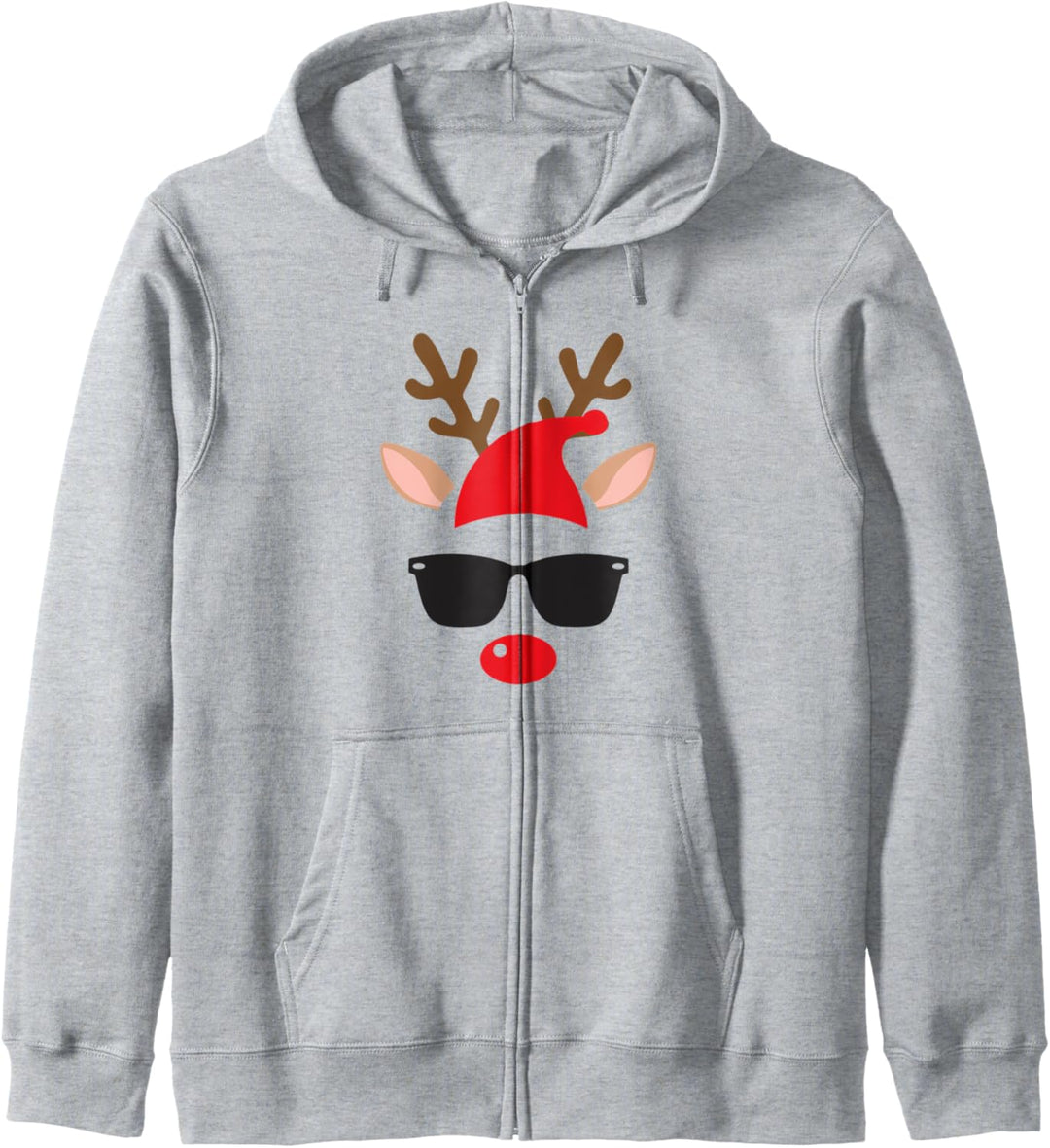 Rentier Sonnenbrille Weihnachten Nikolausmütze Kapuzenjacke
