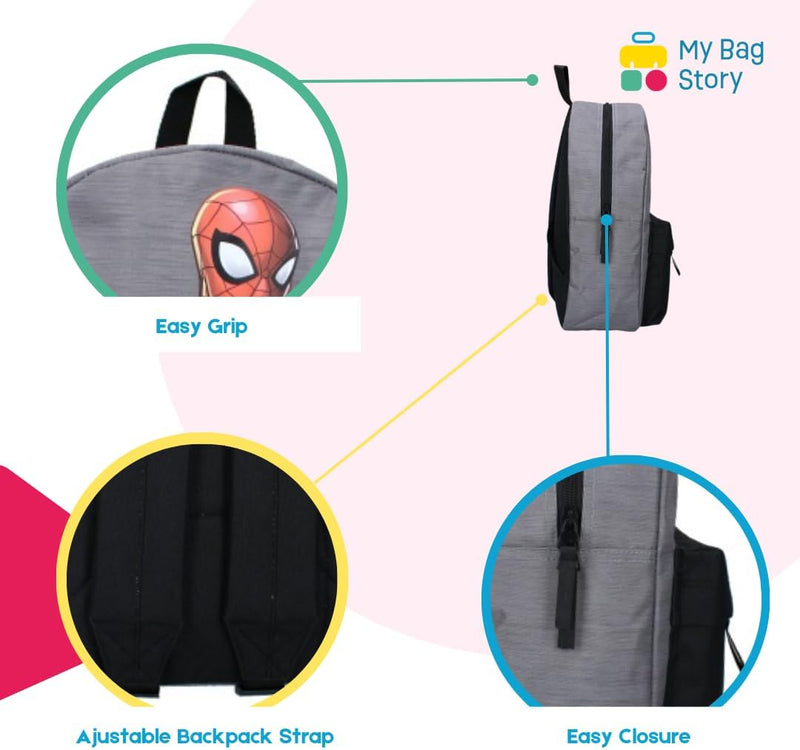 mybagstory - Rucksack - Spiderman - Grau - Kinder - Schule - Kindergarten - Grundschule - Schulranze