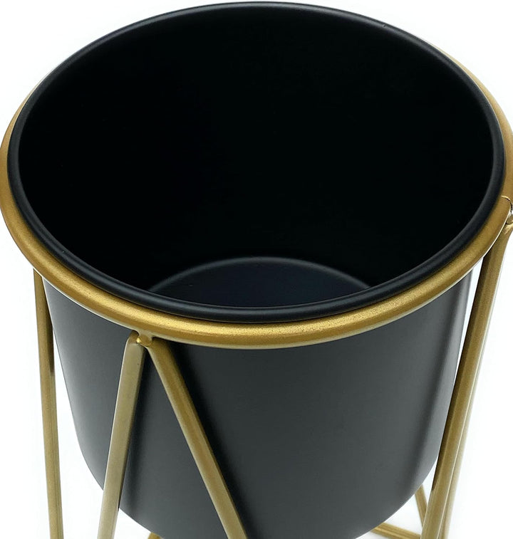 DanDiBo Blumenhocker mit Topf Metall Gold Schwarz S 47 cm Blumenständer 96046 Blumensäule Modern Pfl