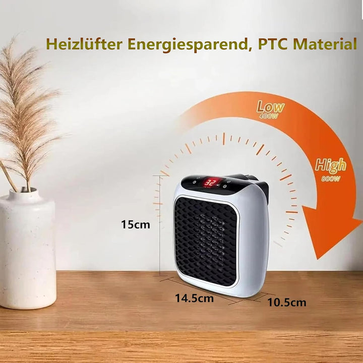 Steckdosen Heizlüfter mit Fernbedienung,Mini Keramik Heizlüfter Bad Energiesparend Leise Heizung 800