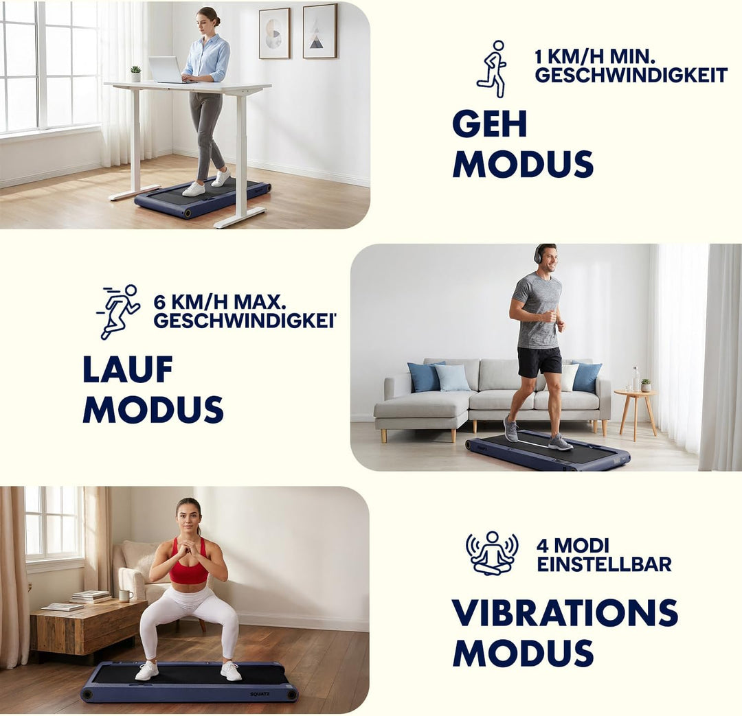 SQUATZ Walking Pad Laufband für Zuhause und Home Office, unter Schreibtisch geeignet, klappbar, Blau