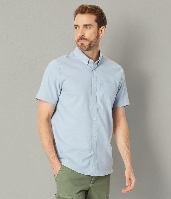 Volcom Herren Everett Oxford Modern Fit Woven Shirt Hemd mit Button-Down-Kragen S Wrecked Indigo 1,