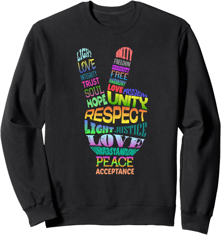 Frieden Gebärdensprache Hippies 70er Jahre Respekt Einheit Sweatshirt