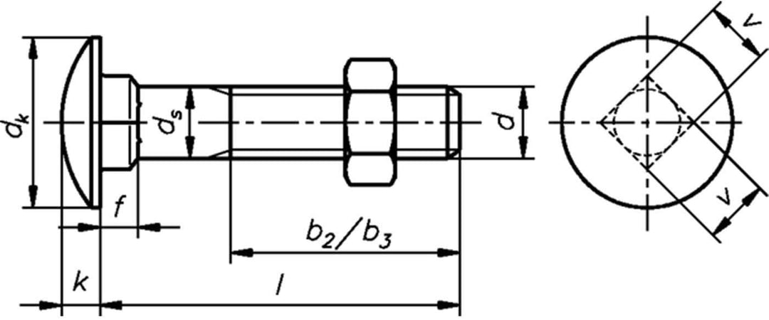 Dresselhaus 0/0011/001/8,0/65/ /01 Flachrundschrauben mit Vierkantansatz Mu, M 8 x 65, galv. verzink