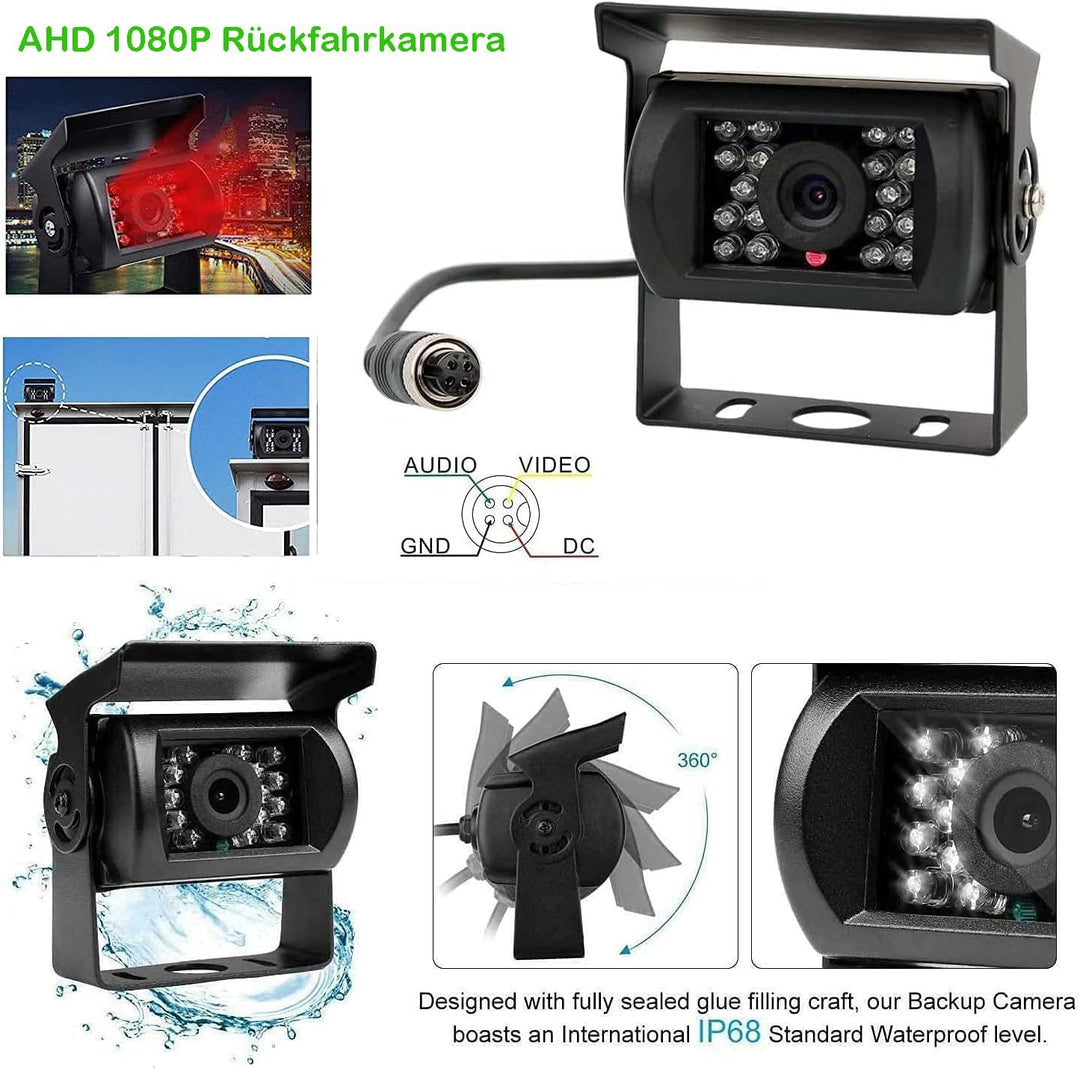 Rückfahrkamera Set mit 7 Zoll Rear View Monitor, IP68 wasserdichte Nachtsicht Auto Backup-Kamera, Ka