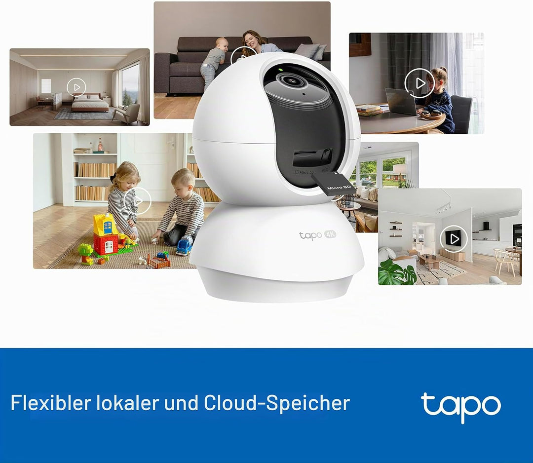 Tapo C250 4K Überwachungskamera Innen 360°, Lokale KI-Erkennung &amp; Bewegungsverfolgung mit Zoom, IR-N