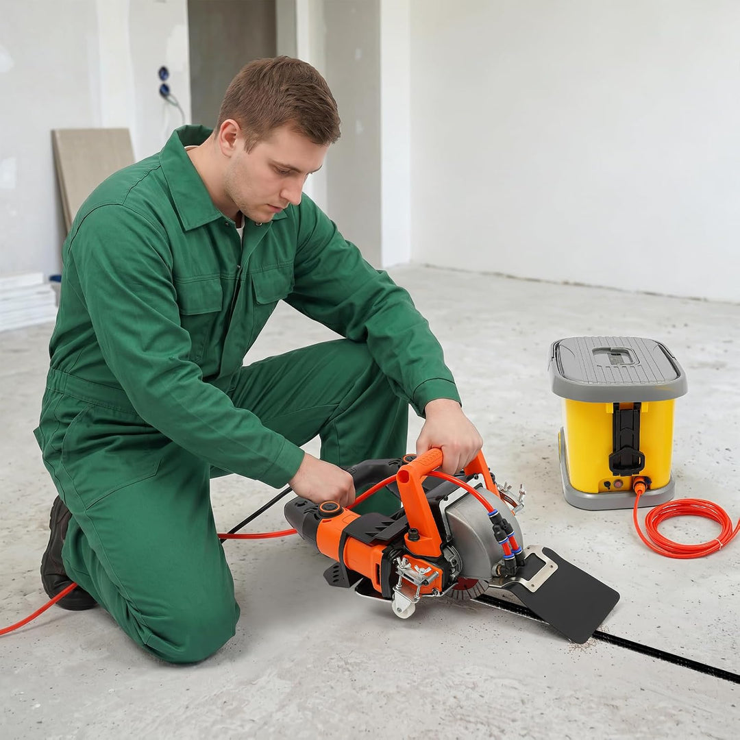 5200W Wassergekühlte Mauernutfräse mit Staubabsaugung, Elektro Schlitzfräse für Beton & Mauerwerk |