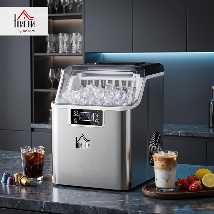 HOMCOM Eiswürfelmaschine 20 kg/24h 2,3 L Eiswürfelbereiter mit 3,2 L Wassetank Display Ice Cube Make