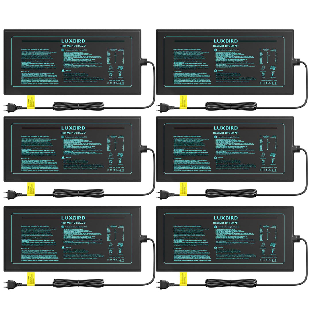 Luxbird Heizmatte Pflanzen, 6 Pack 20W Wasserdicht Wärmematte für Zimmergewächshaus, Indoor-Gärtnern
