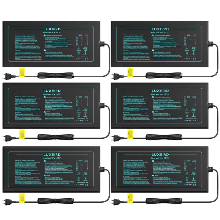 Luxbird Heizmatte Pflanzen, 6 Pack 20W Wasserdicht Wärmematte für Zimmergewächshaus, Indoor-Gärtnern