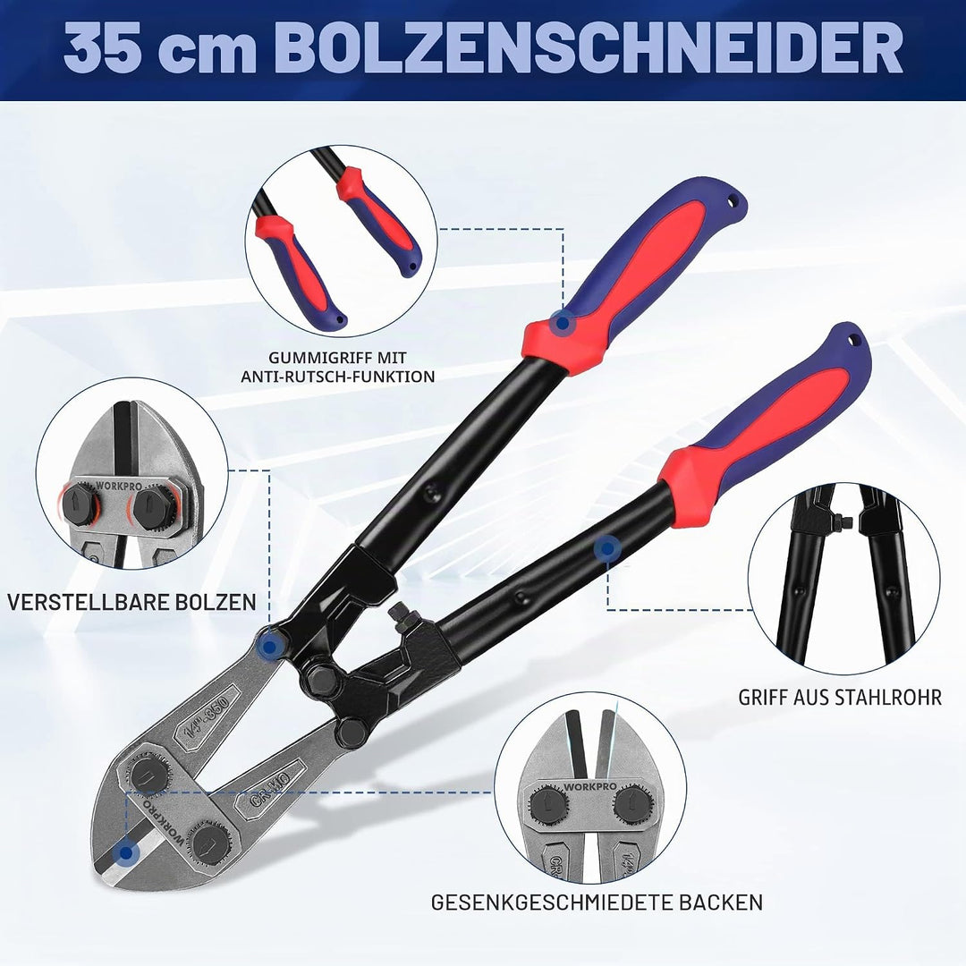WORKPRO W017004A Bolzenschneider, Rot und Blau, 35,6 cm 36 cm (14 Zoll), 36 cm (14 Zoll)