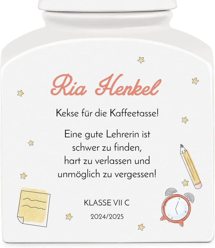 Maverton Keramik Keksdose mit Aufdruck - Vorratsbehälter mit Deckel - Vorratsglas personalisiert - G