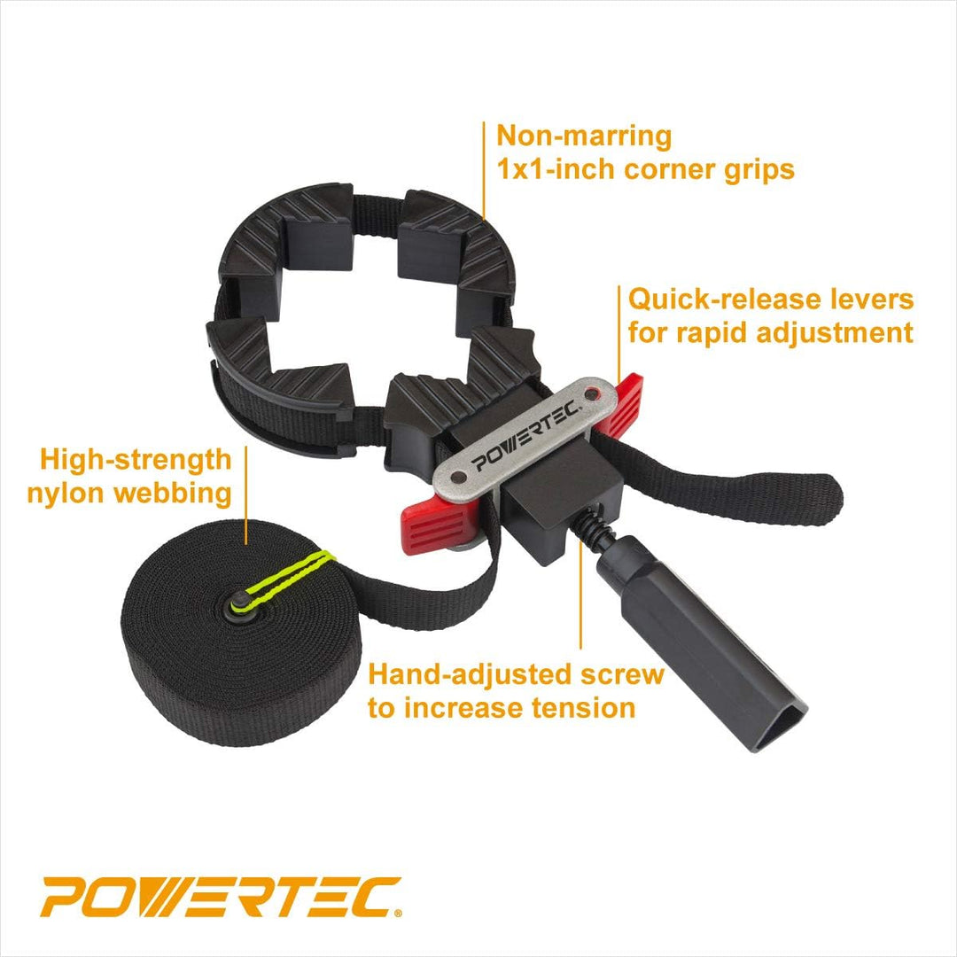 POWERTEC 71017 Schnellspannbandklemme | Holzbearbeitungsrahmen Klemmgurt Halter Basic, Basic