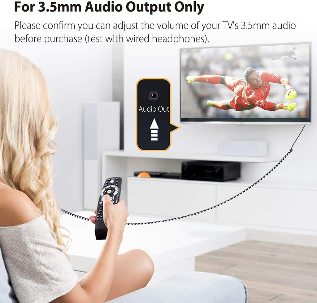 Avantree In Ear TV Kopfhörer Langes Kabel, Langes Ohrhörer mit Mikrofon und 5.5m Verlängerungs Schnu