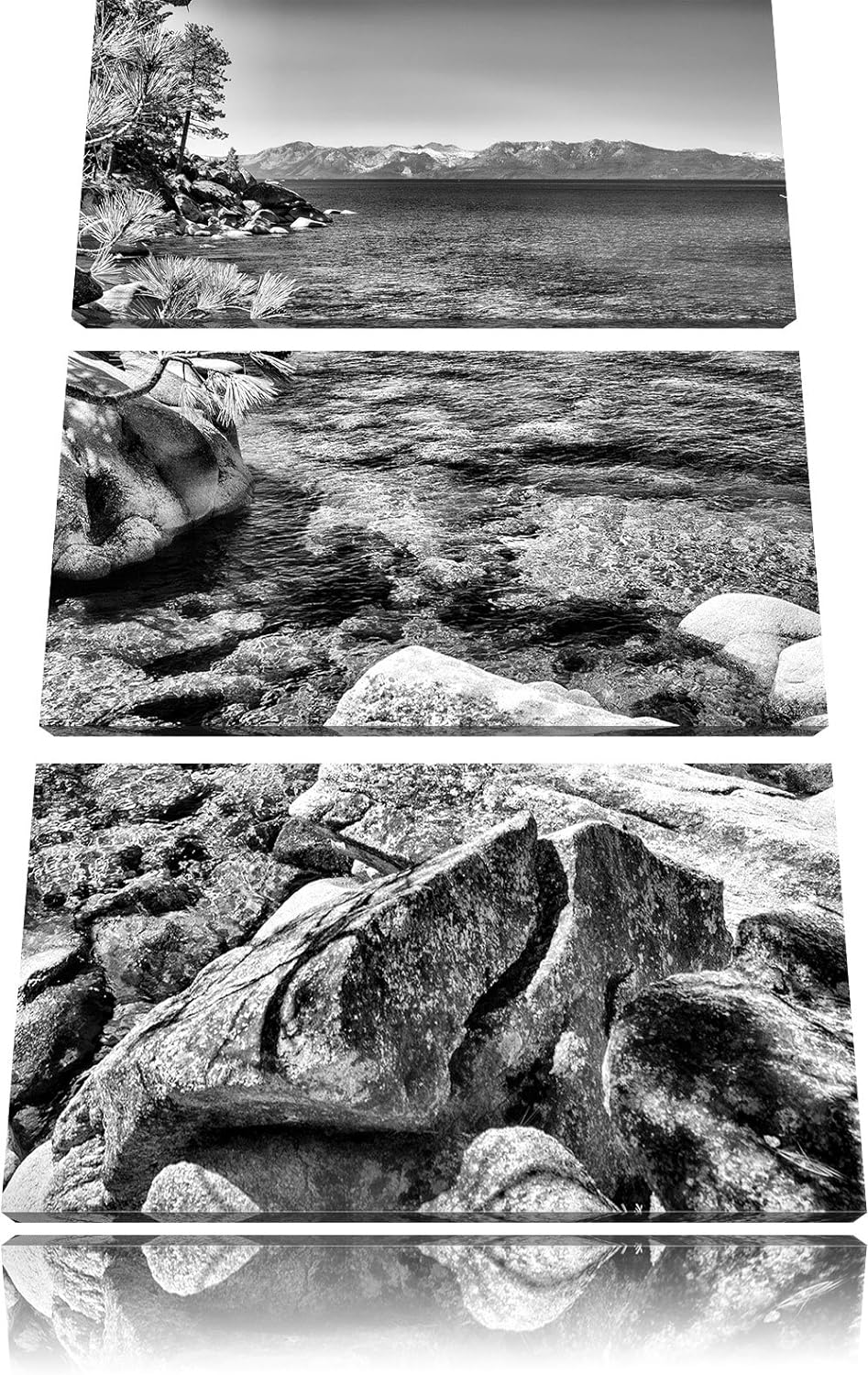 Pixxprint Steinbucht im Mittelmeer als Leinwandbild/Grösse: 3 Teilig (120x80) cm/Wandbild/Kunstdruck