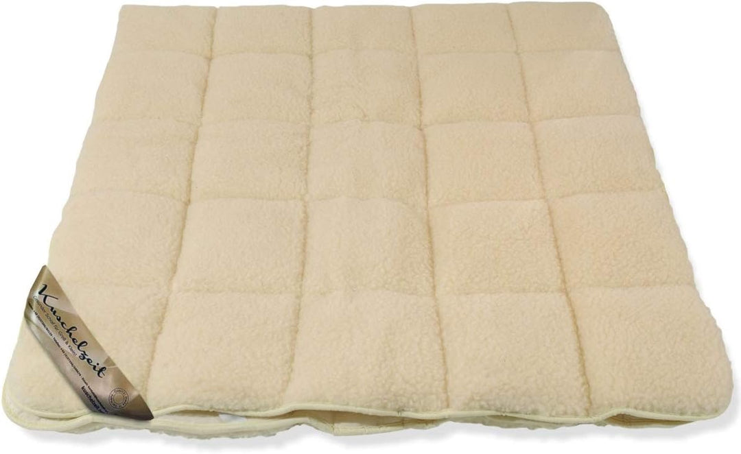 Dickes Merino Schafschurwolle Unterbett in 160x200 cm mit 2490 g Füllung Plus bauschiger Lammflor Ob