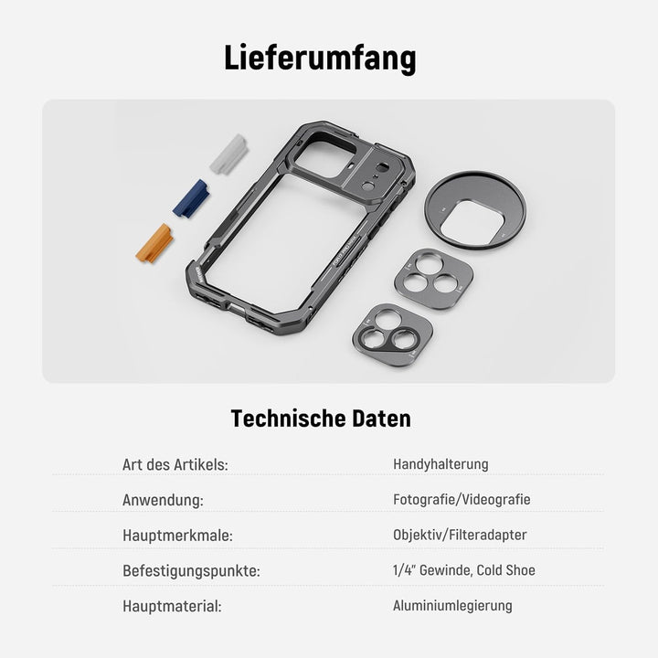 NEEWER Phone Käfig Cage Kompatibel mit iPhone 17 Pro Max, Schnellwechsel Video Rig Handy Stabilisato