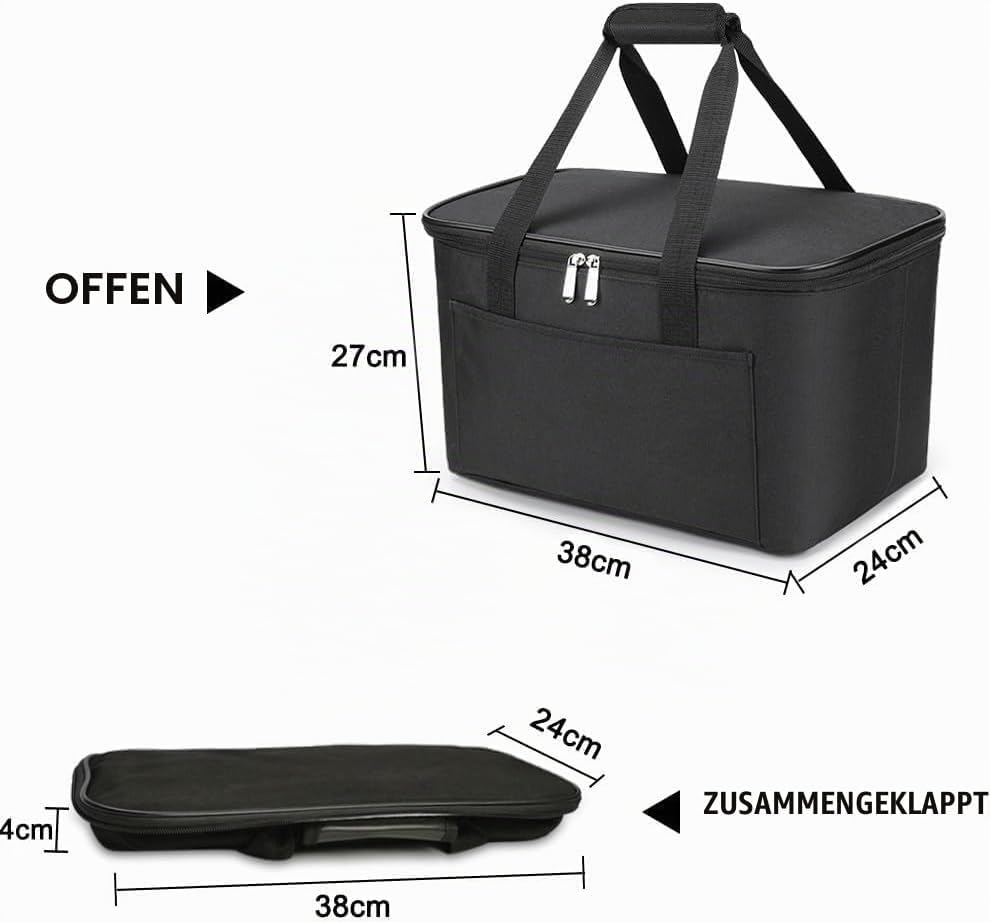 25L Kühltasche Einkaufskorb Faltbar Picknicktasche Gross Isoliert Lunchtasche Thermotasche Wasserdic