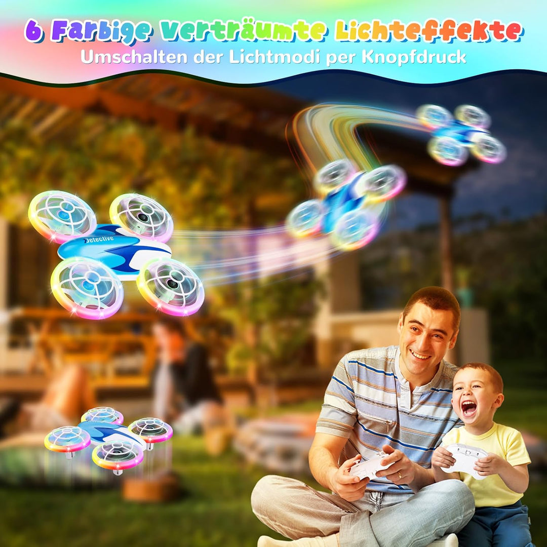 Skeufy Mini Drohne für Kinder, Kinder drohne Spielzeug ab 6+ Jahre, Drone Quadrocopter mit LED Licht