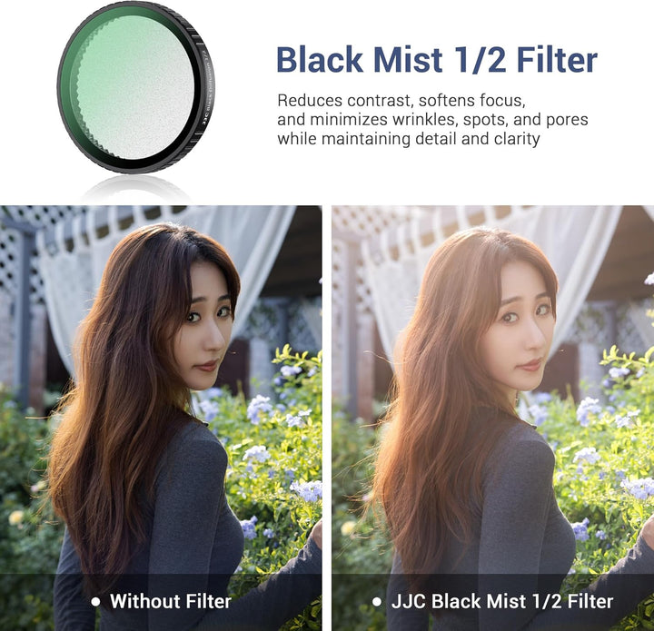 JJC Black Diffusion 1/2 Filter Kompatibel mit DJI Osmo Action 5 Pro Action 4 Action 3 Kamera, 1/2 Bl