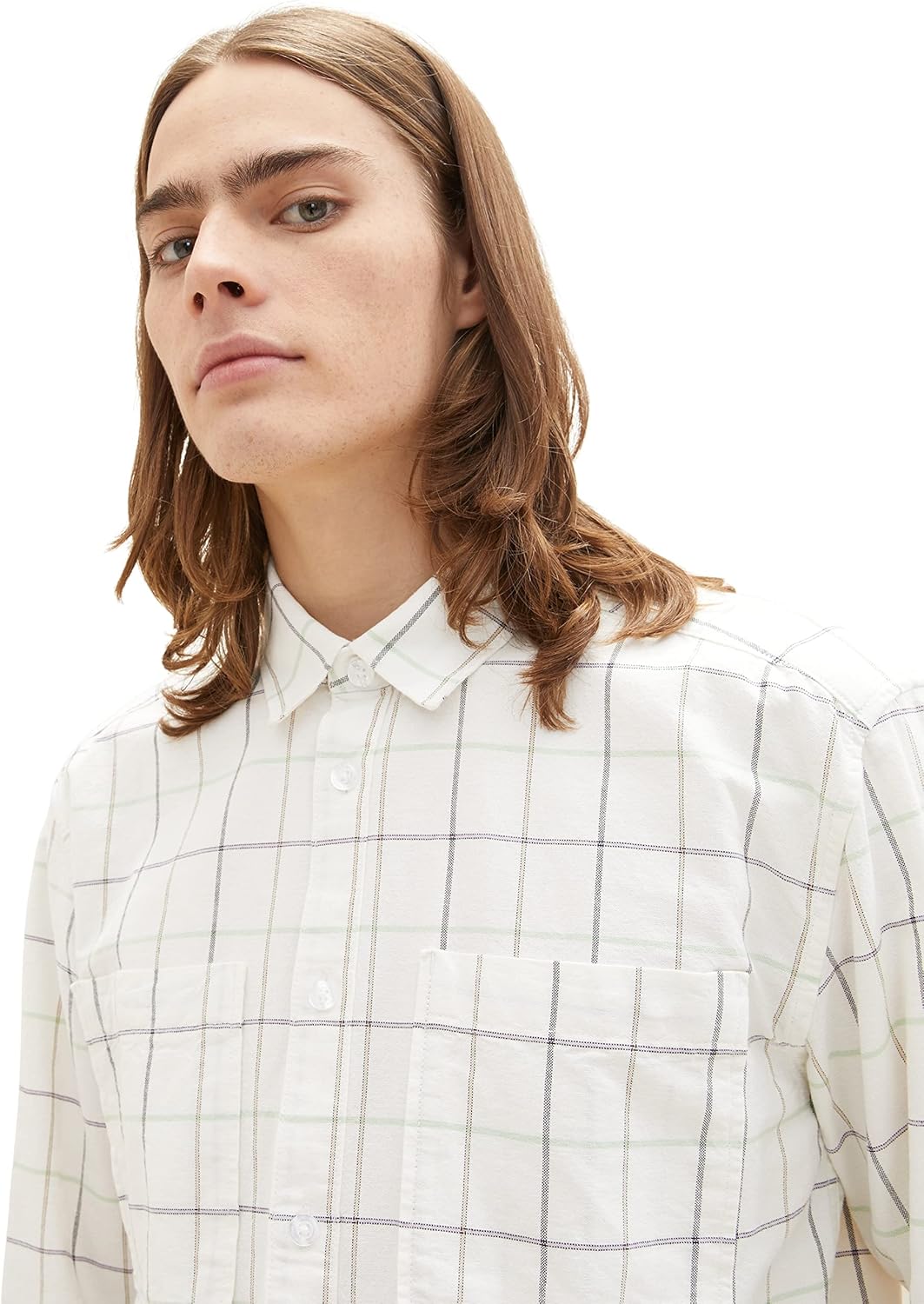 TOM TAILOR Denim Herren Relaxed Fit Karo-Hemd M 31153 - Off White Colorful Check, M 31153 - Off Whit