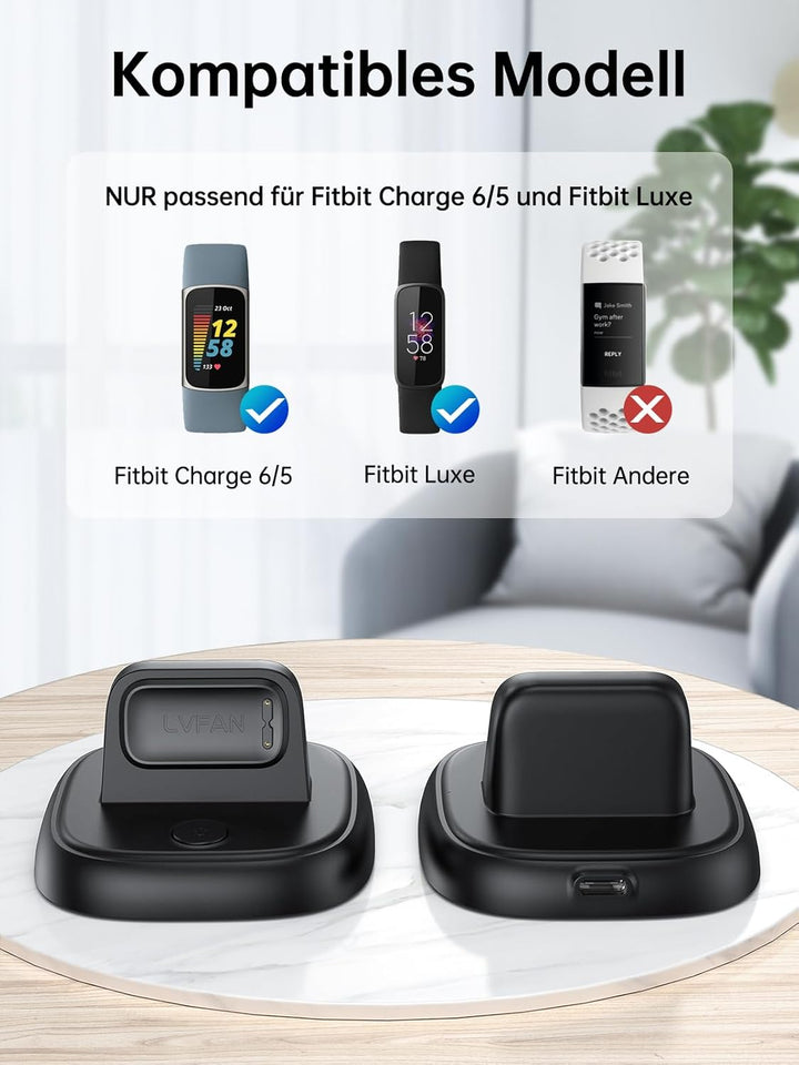 LVFAN Ladegerät für Fitbit Charge 6, Ladekabel mit Reset Taste, Schnell Ladegerät Ständer Smartwatch