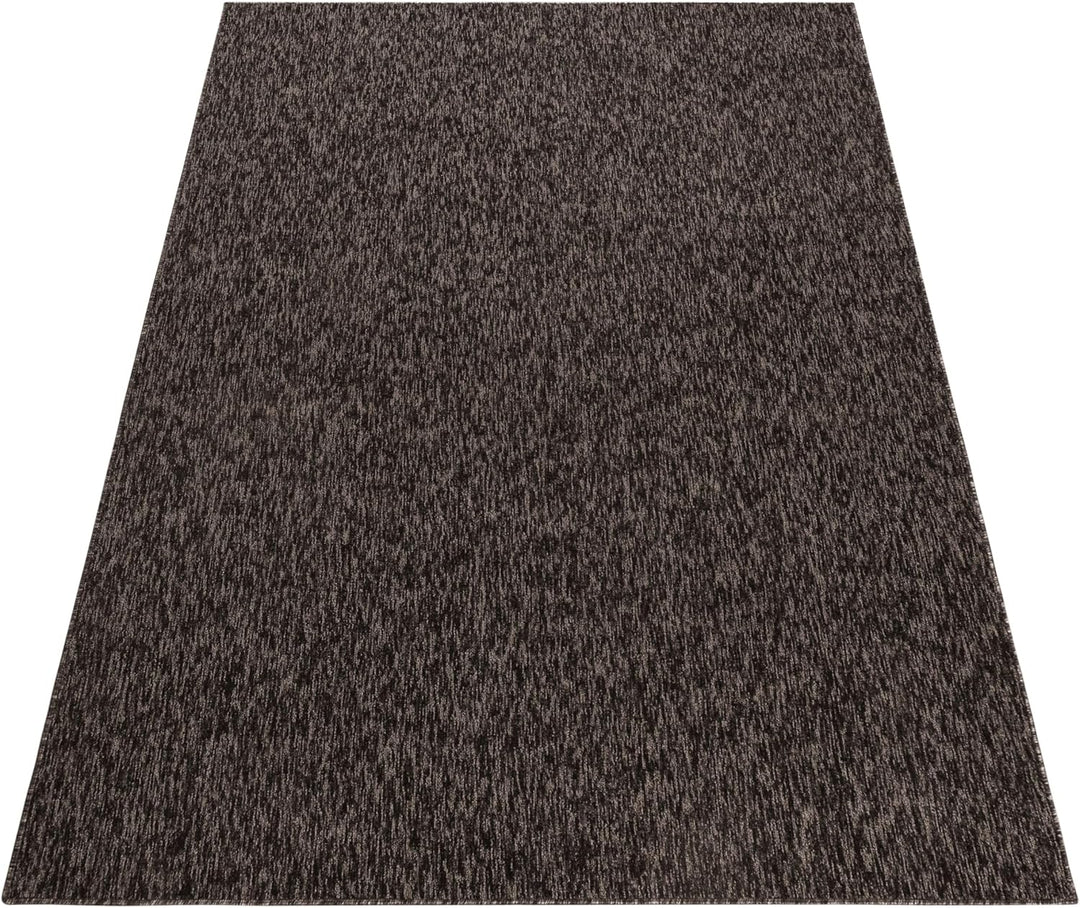 HomebyHome Teppich Wohnzimmer 120x170 cm Braun Einfarbig Meliert Design - Schlafzimmer Teppich Kurzf
