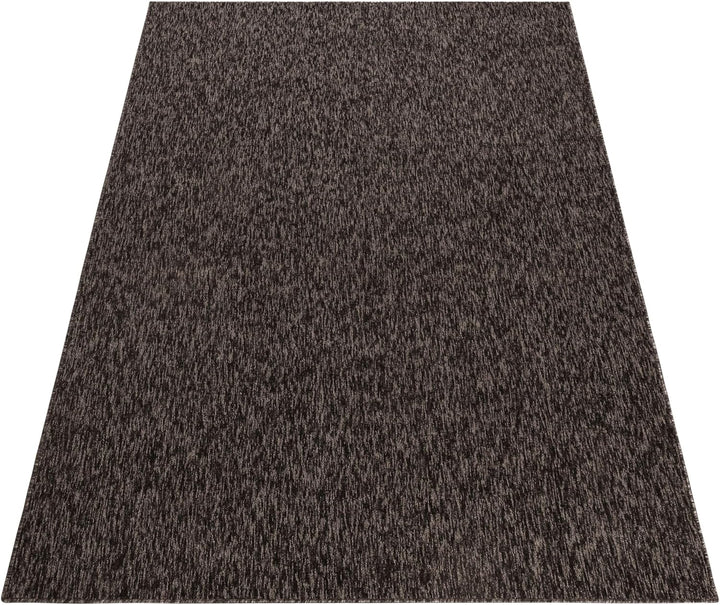 HomebyHome Teppich Wohnzimmer 120x170 cm Braun Einfarbig Meliert Design - Schlafzimmer Teppich Kurzf