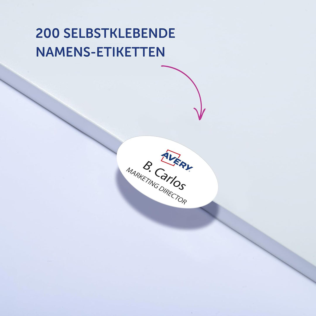 Avery Zweckform L4882-20 Namensetiketten (200 Namensaufkleber, 85x50mm auf A4, selbstklebend, bedruc