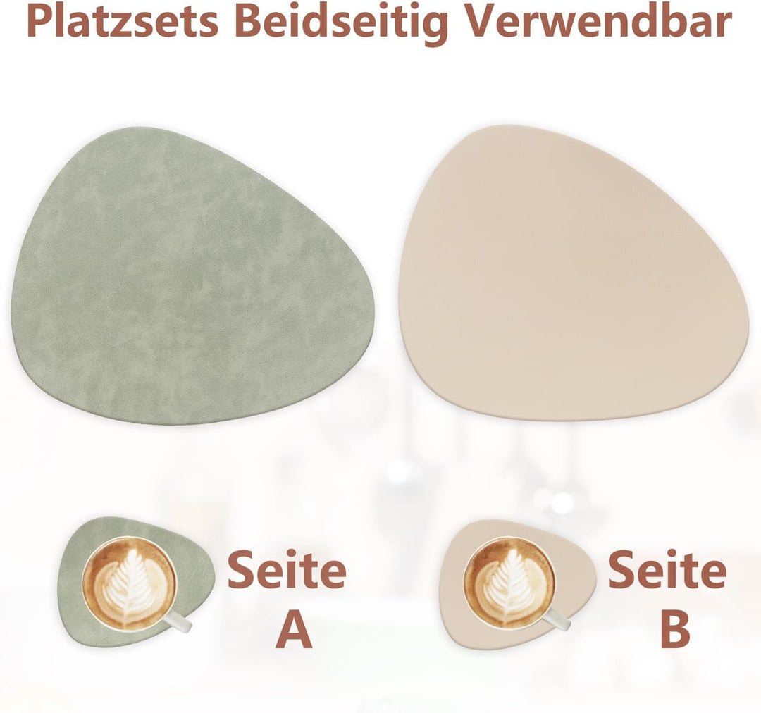 4er Set Tischset aus Leder-Imitat，Platzsets abwaschbar und wasserdicht，Platzdeckchen Lederoptik mit