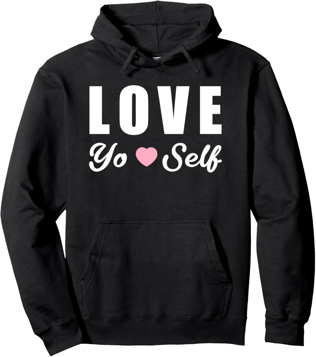Love Yo Self Simple Text Heart Icon Pullover Hoodie
