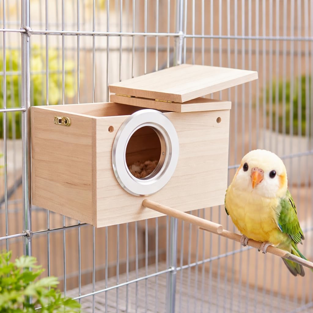 2er-Pack Wellensittich-Nistkasten, Wellensittich-Nisthaus aus Holz, Papageien-Brutkästen, für Unzert
