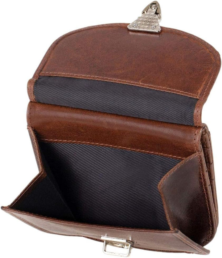 MIKA 42225 - Geldbörse aus Echt Leder, Portemonnaie im halbrund Format, Geldbeutel mit RFID Schutz,