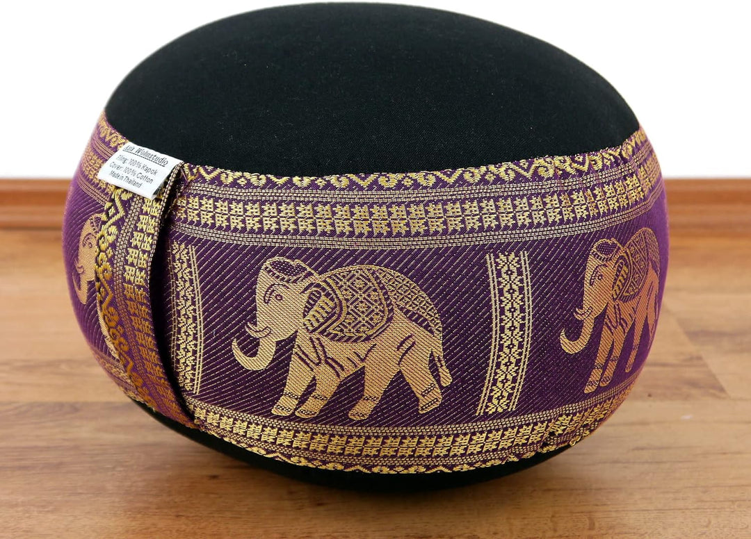 livasia Meditationskissen Thaiseide, Yogakissen klein mit Kapok, Pouf, Bodenkissen Yoga Zen Meditati