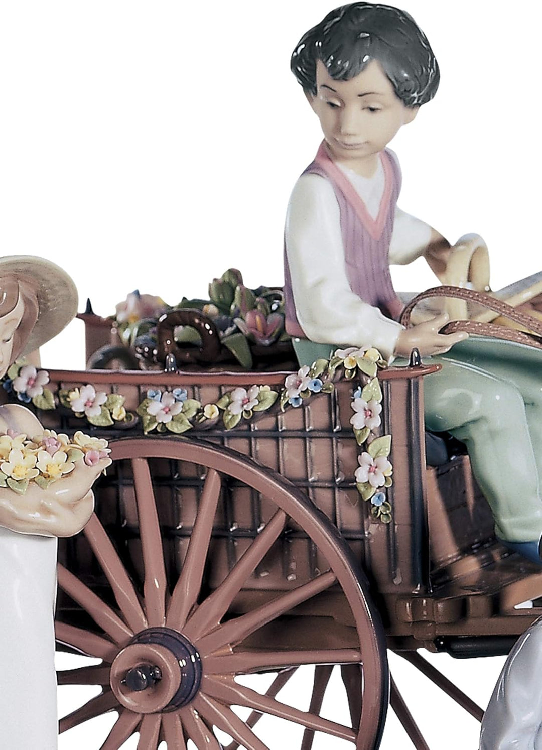 LLADRÓ Kinder-Skulptur Fröhliche Spazierfahrt. Limitierte Auflage. Kind. Porzellan.