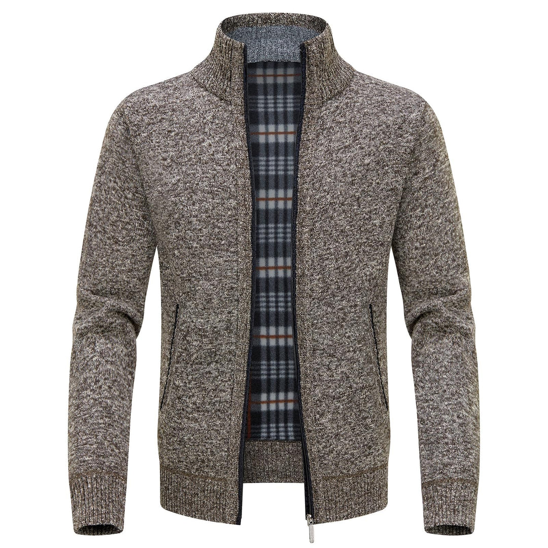 KUDORO Strickjacke Herren Cardigan Trachtenjacke mit Reissverschluss Gestrickt Wintermantel Strickja