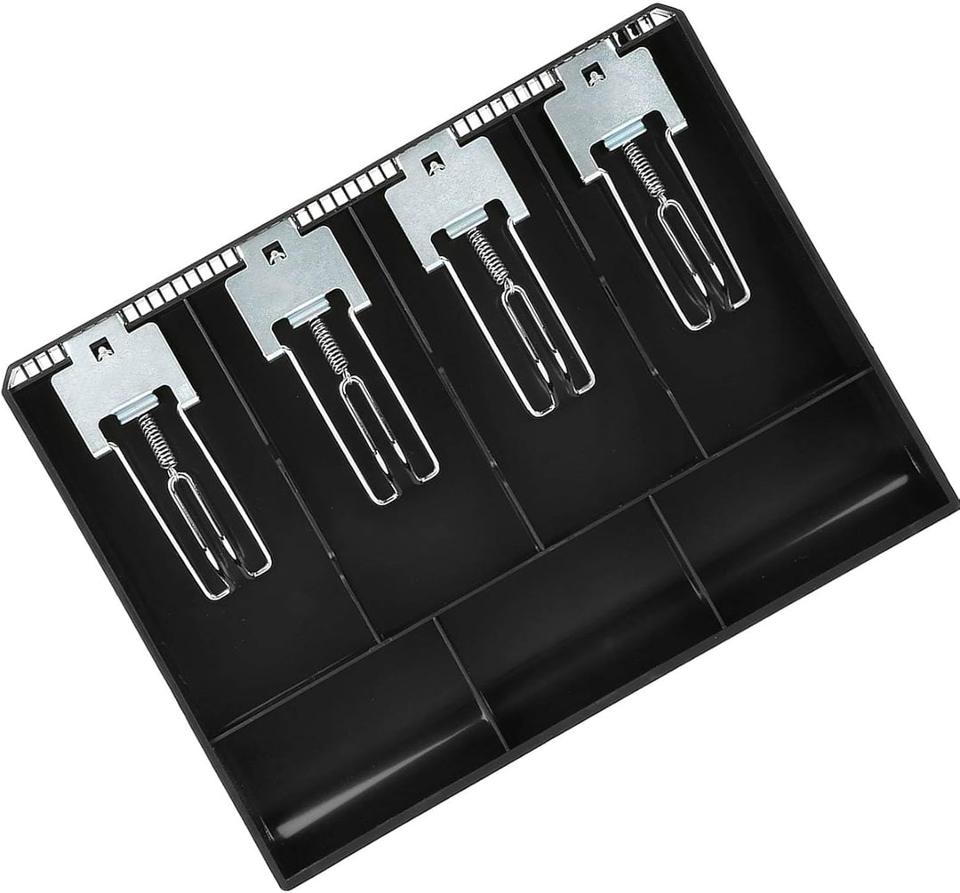 Global Cash Drawer Insert Tray 4 Geldscheine / 3 Münzfächer ABS Coin Cash Tray zur Geldlagerung Schw