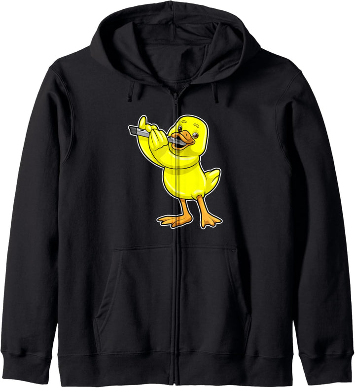 Ente Musiker Flöte Musik Kapuzenjacke
