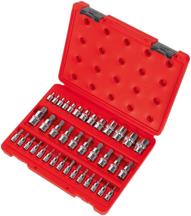 TRX-Star* Socket & Security Socket Bit Set 38pc 1/4", 3/8" & 1/2"Sq Drive 1 Red, 1 Red