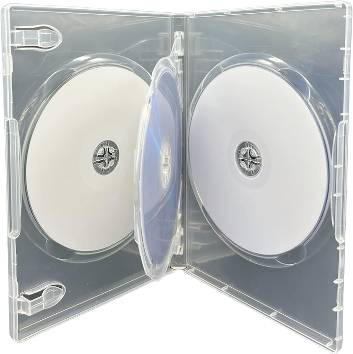 5 x 3 Disc CD DVD Blu Ray Disc Clear Cases for Holding 3 Discs 14mm Spine Cases With Outer Sleeve Fo