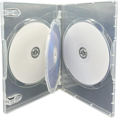 5 x 3 Disc CD DVD Blu Ray Disc Clear Cases for Holding 3 Discs 14mm Spine Cases With Outer Sleeve Fo