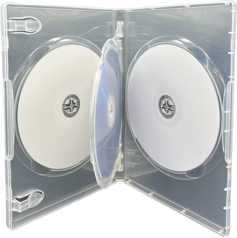 5 x 3 Disc CD DVD Blu Ray Disc Clear Cases for Holding 3 Discs 14mm Spine Cases With Outer Sleeve Fo