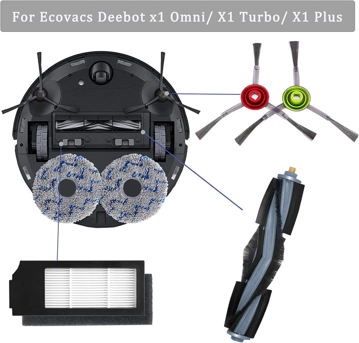 AiLomey Zubehör für Ecovacs DEEBOT X1 Omni, Ersatzteile für Ecovacs Deebot X1 Turbo, X1 und X1 Plus