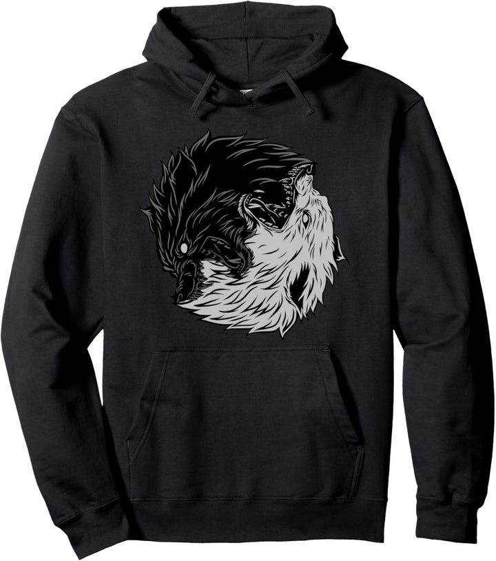 Wölfe - Ying Yang Tiere - Ying Yang Wolf Symbol Pullover Hoodie