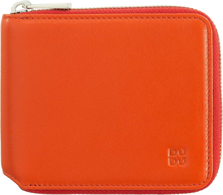 DUDU Herren-Brieftasche RFID, aus weichem Leder mit kleinem aussenliegendem Reissverschluss und 6 Kr